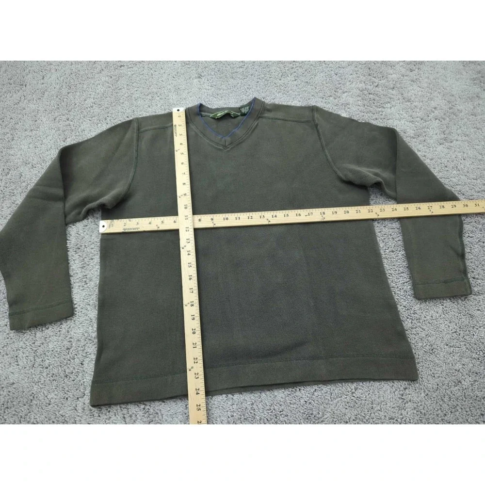 Eddie Bauer Pullover Sweater Mens Small Green Long‎ Sleeve 100% Cotton Ribbed - Picture 4 of 9